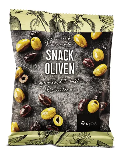 SNACK OLIVEN KALAMATA & GRÜN GEMISCHT MIT KRÄUTERN